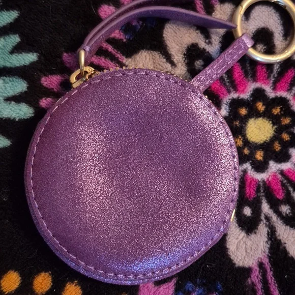 Vera Bradley Mallory Butterfly Bag Charm sparkling coin purse lilac shimmer - Picture 8 of 8